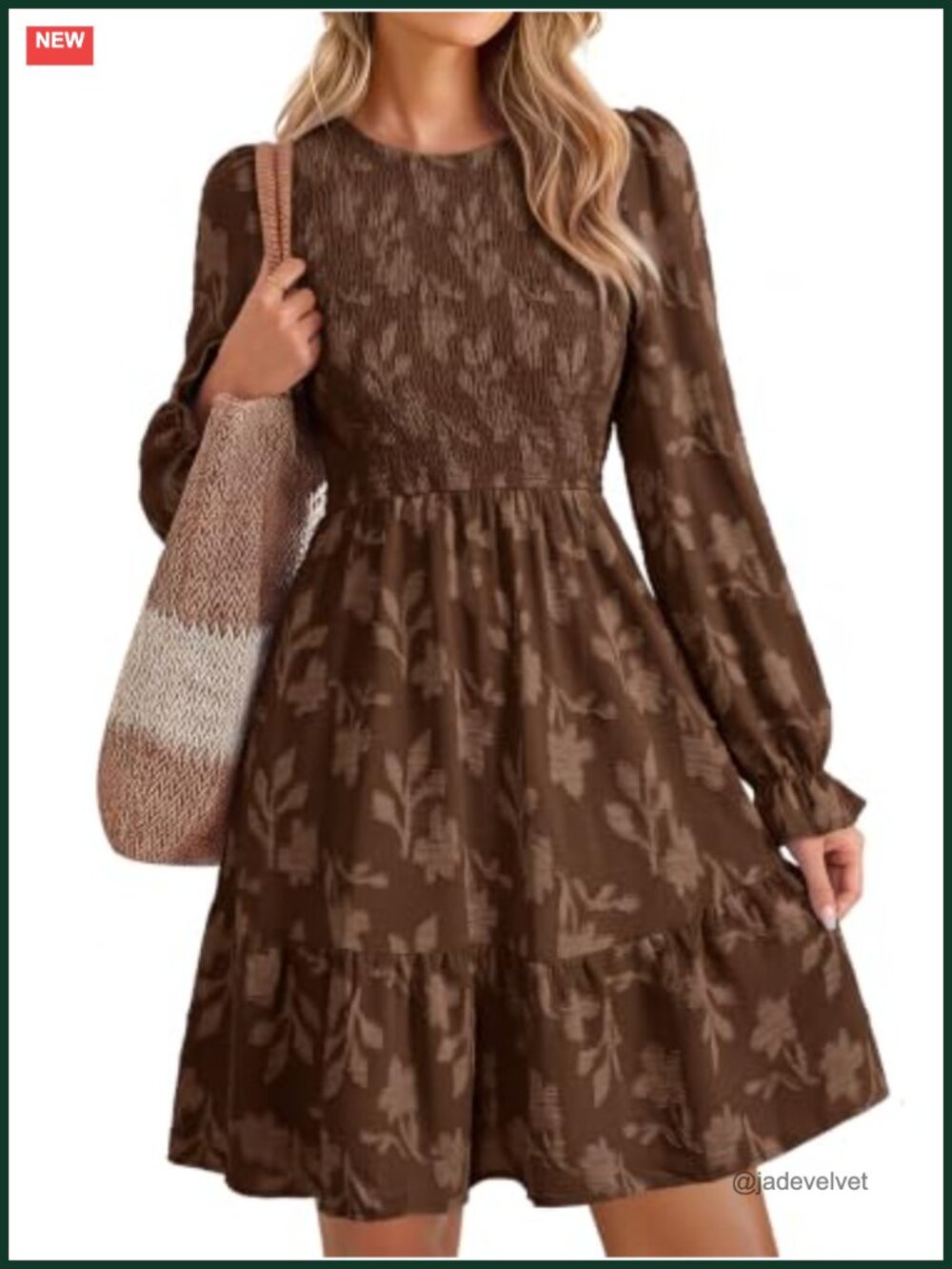 Womens Long Sleeve Mini Dress Smocked Fall Dresses Casual A-Line Boho
